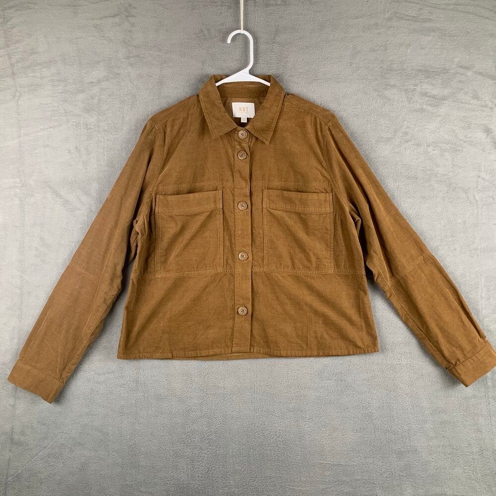 Kut From The Kloth Brown Corduroy Shacket Jacket Women’s XL Utility - Picture 1 of 6